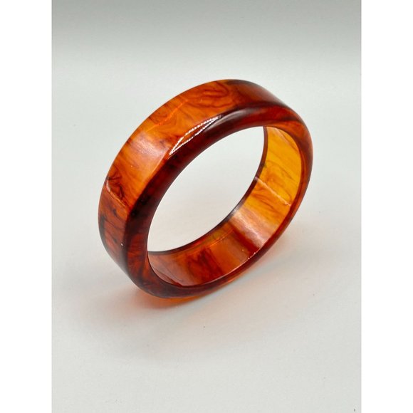 Vintage Apple Juice Bakelite Bangle Thick Wide Collectible Early Plastic Jewelry - Picture 2 of 9